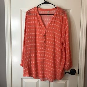 Coral anchor blouse